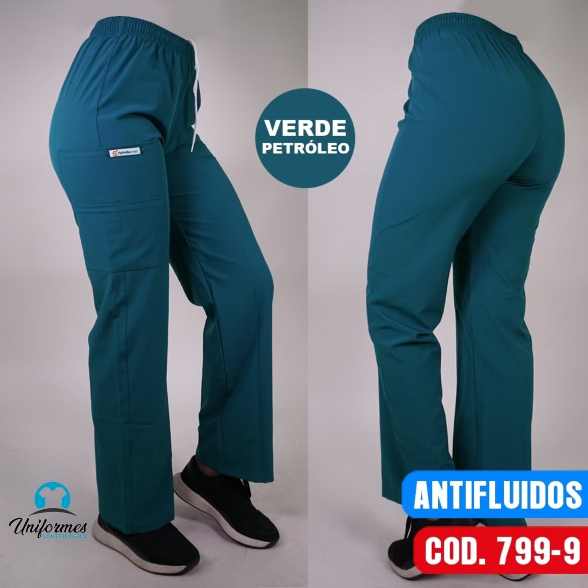 PANTALON UNISEX ANTIFLUIDO RECTO PETROLEO1