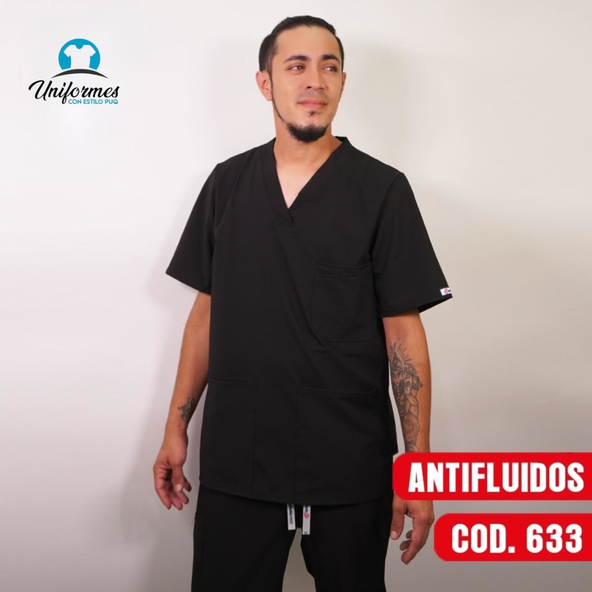 DELANTAL HOMBRE ANTIFLUIDOS NEGRO1