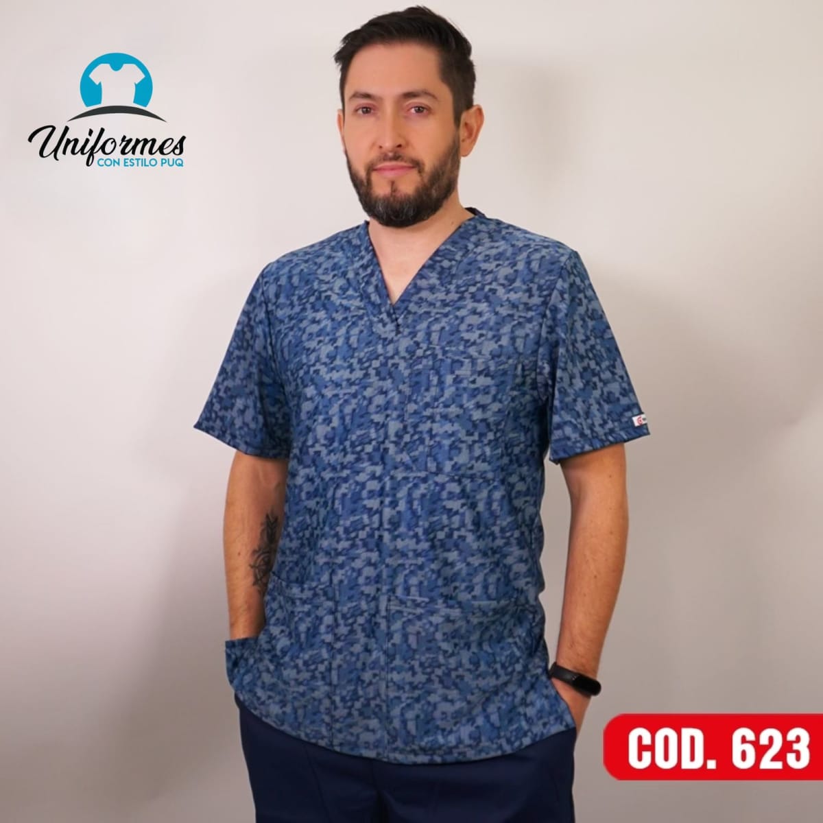 DELANTAL HOMBRE ESTAMPADO ELASTICADO 6232