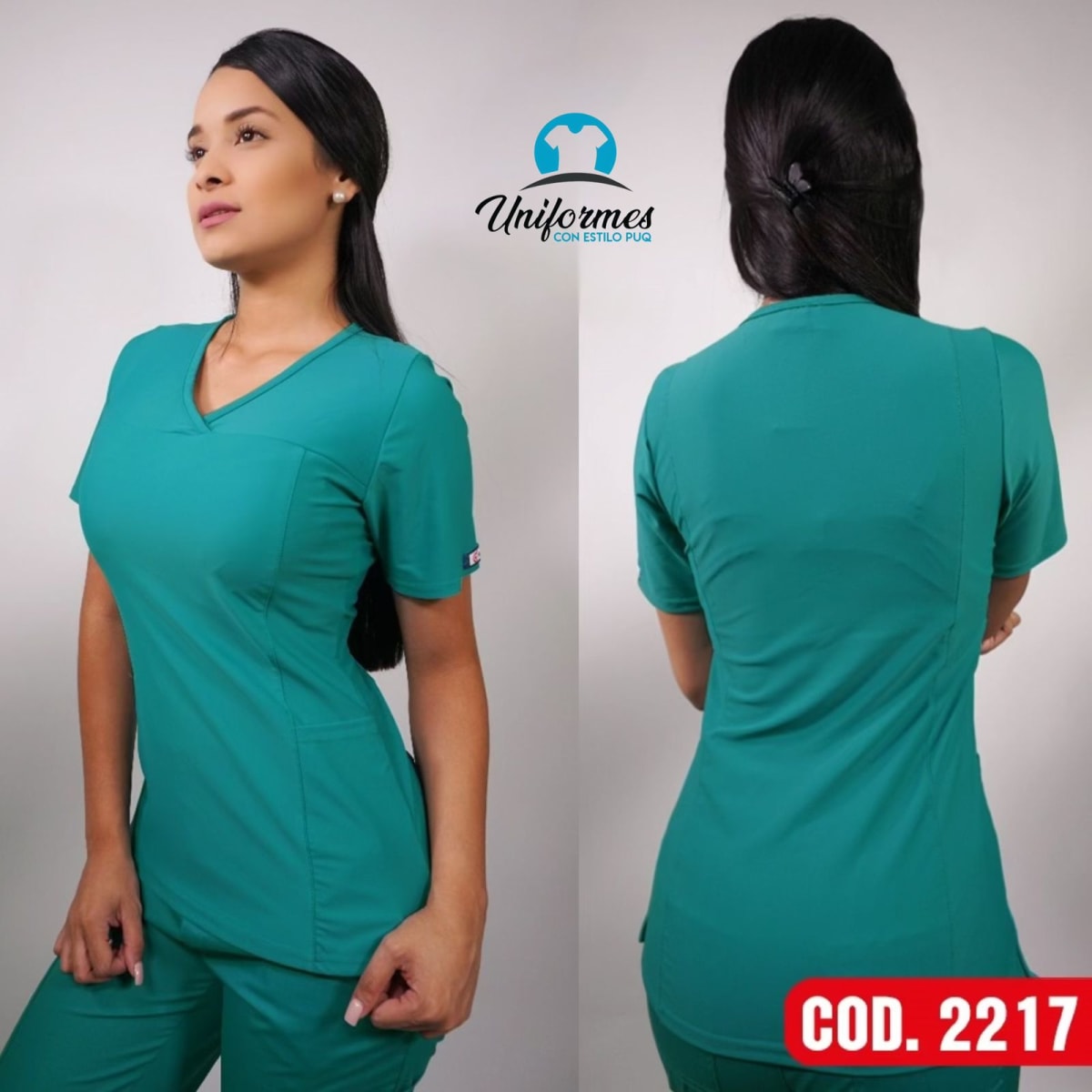 DELANTAL MUJER ELASTICADO VERDE TURQUESA1