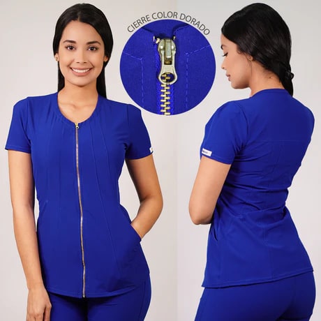 DELANTAL LIRIO ANTIFLUIDOS AZUL REY1