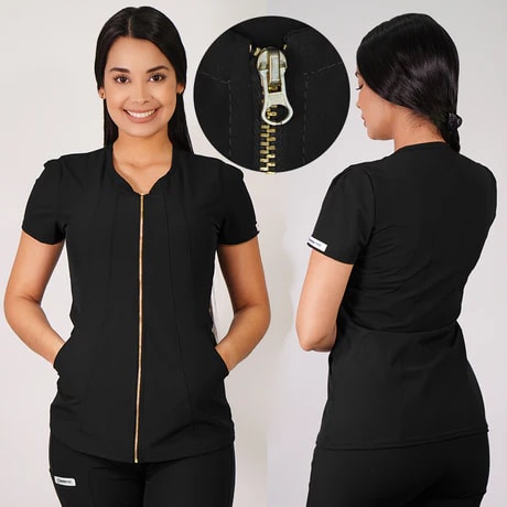 DELANTAL LIRIO ANTIFLUIDOS NEGRO1