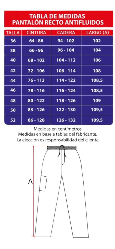 PANTALON UNISEX ANTIFLUIDO RECTO AZUL REY2