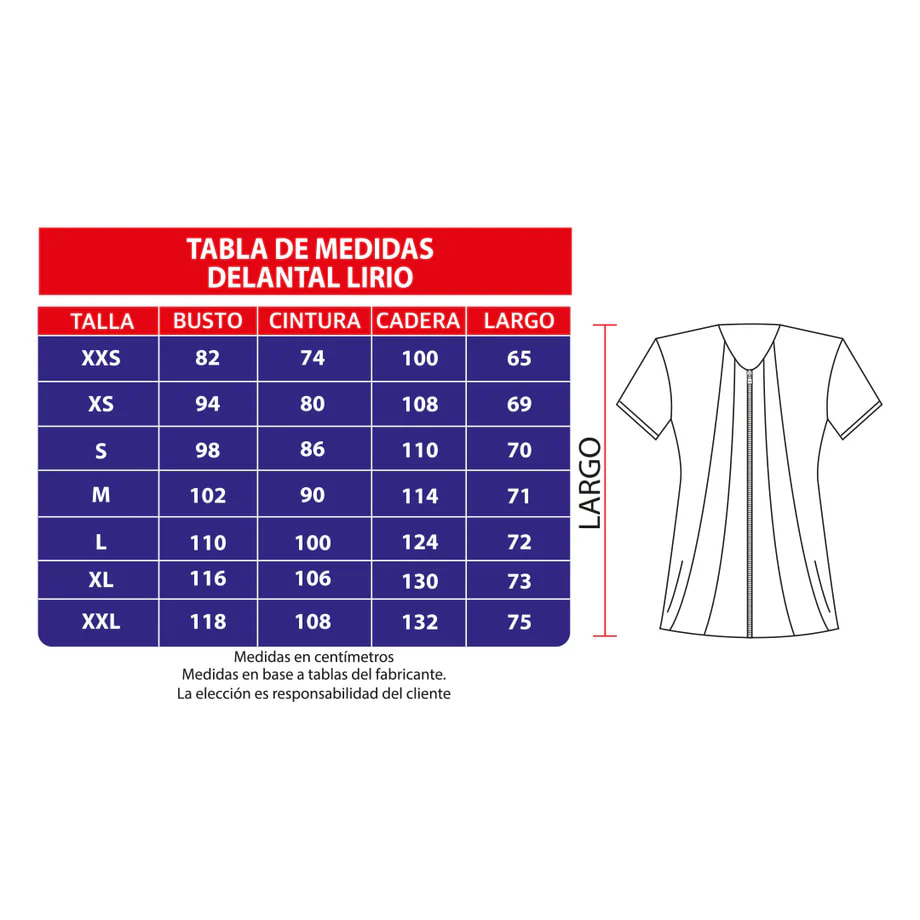 DELANTAL LIRIO ANTIFLUIDOS AZUL REY2