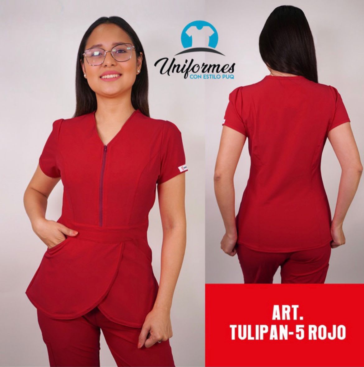 DELANTAL TULIPAN ANTIFLUIDOS ROJO1