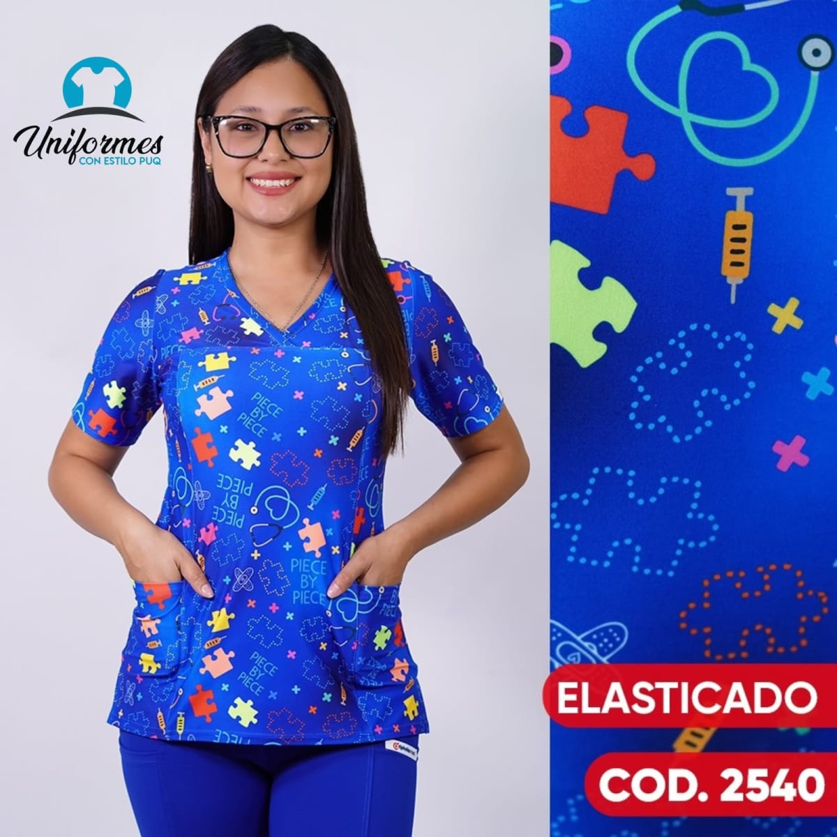 DELANTAL ESTAMPADO ELASTICADO 25402