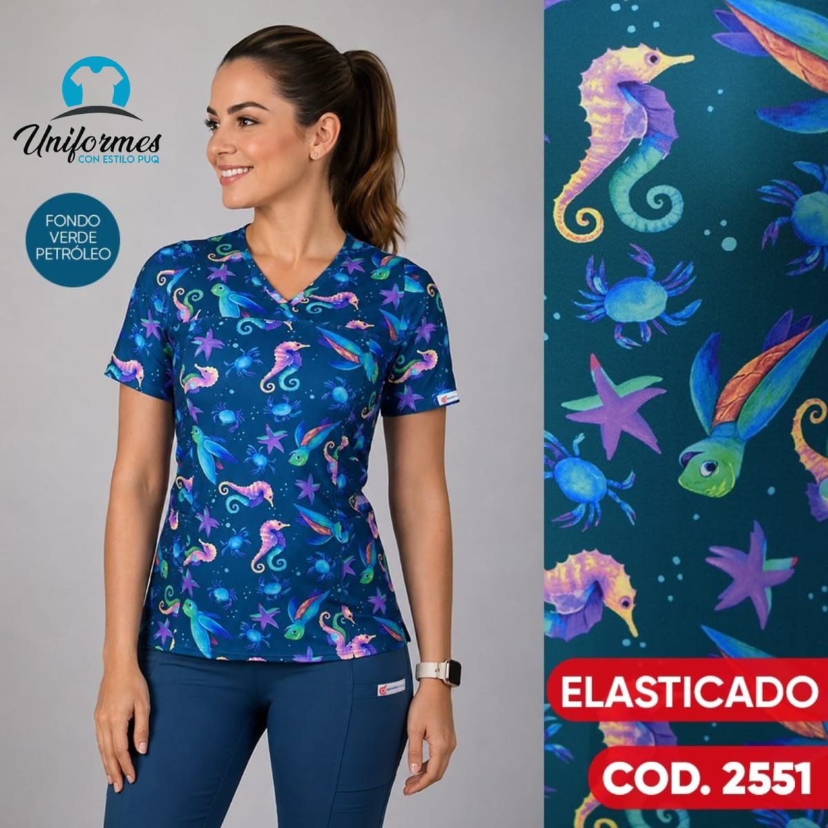 DELANTAL ESTAMPADO ELASTICADO 25512