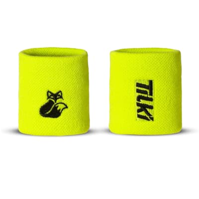 Muñequera Corta Pro Algodón Terry Interior Tilki Lehinde Yellow Fluor/Black M24W ( Corta )