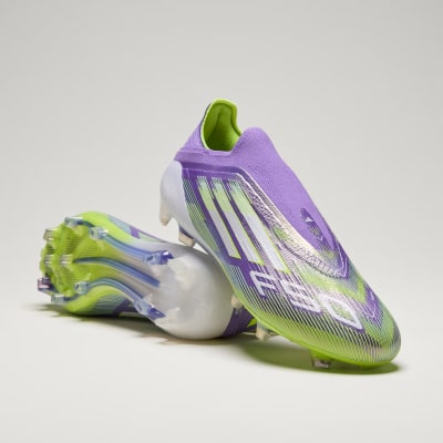 Zapato de Fútbol Adidas terreno firme sin cordones F50 Elite Purple Rush / Cloud White / Lucid Lemon