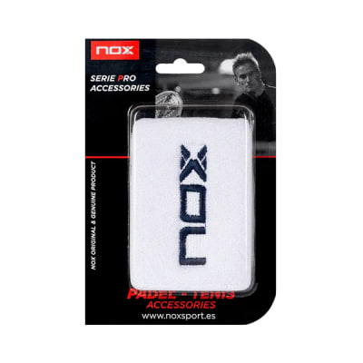 Muñequera Nox Blanca Logo Azul Marino X2