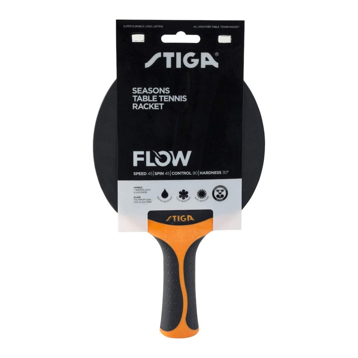 Paleta Tenis de Mesa SEASONS FLOW Negro/Naranjo1