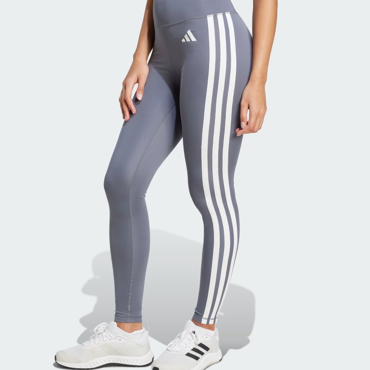 Calzas Adidas 7/8 Optime Essentials 3 Tiras Tiro Alto Onix/White6