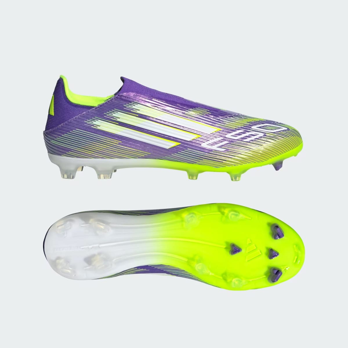 Zapato de fútbol Adidas Multiterreno Sin Cordones F50 League Purple Rush / Cloud White / Lucid Lemon1