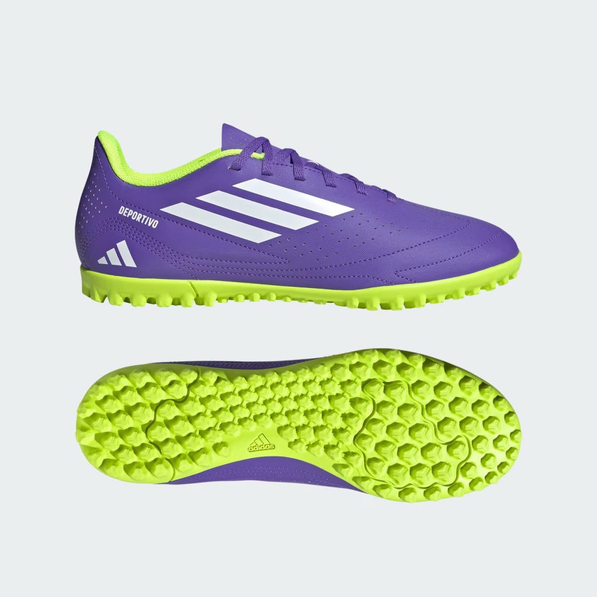 Zapato de Fútbol Adidas Deportivo lll Purple Rush / Cloud White / Lucid Lemon1
