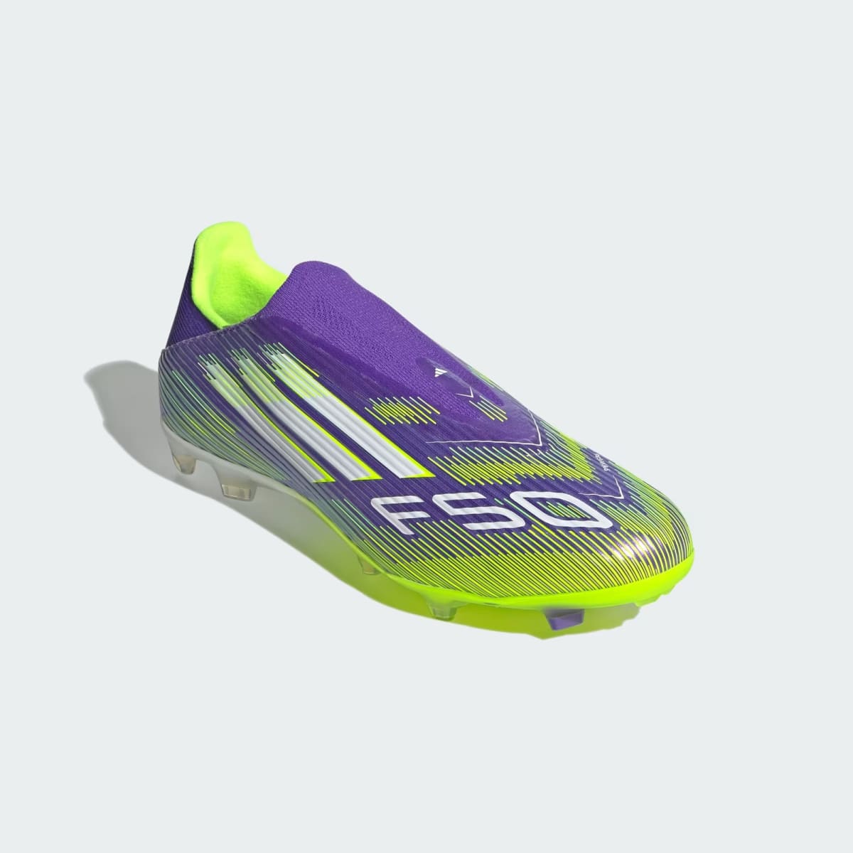 Zapato de fútbol Adidas Multiterreno Sin Cordones F50 League Purple Rush / Cloud White / Lucid Lemon5
