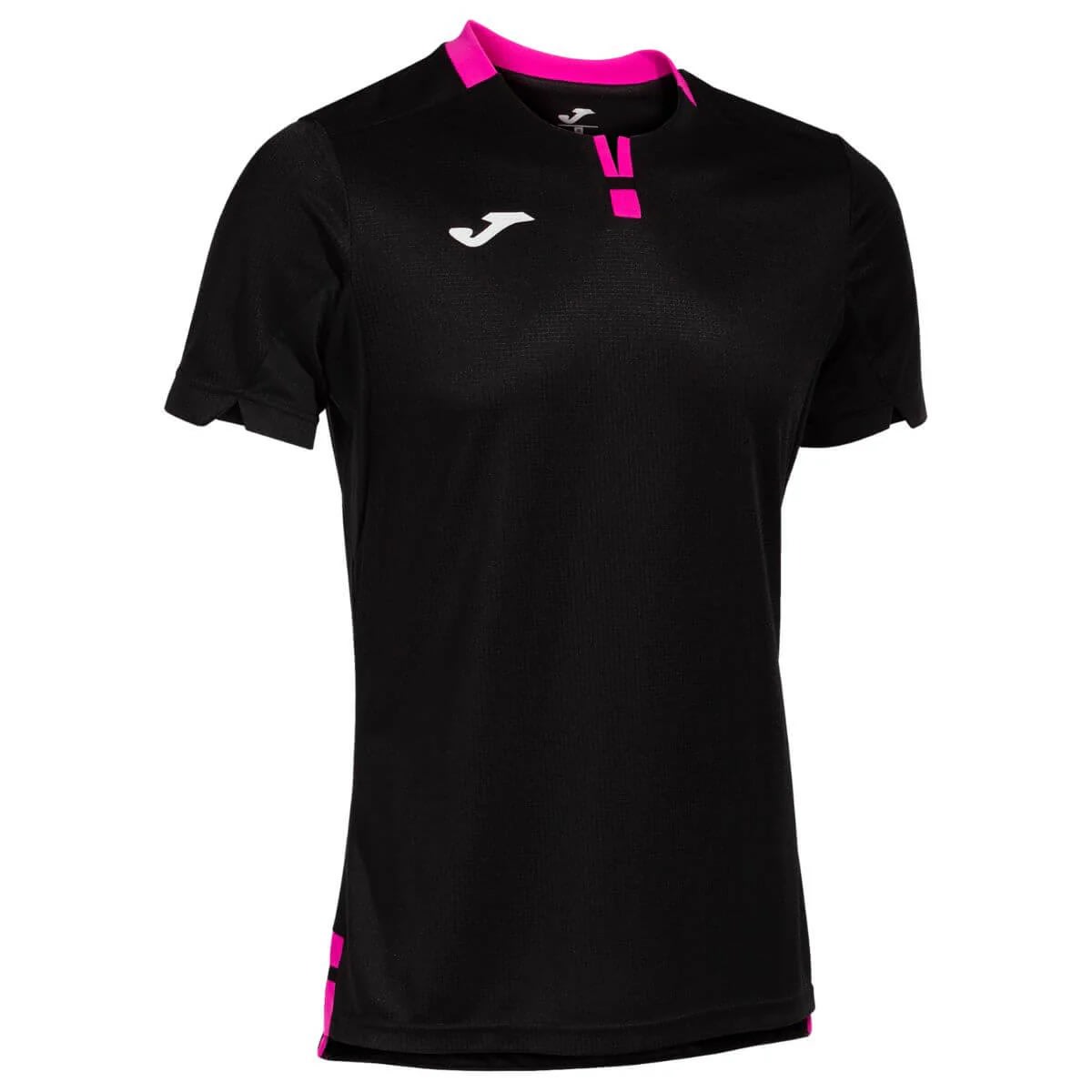 Polera Joma Ranking Negro Cuello Fucsia1
