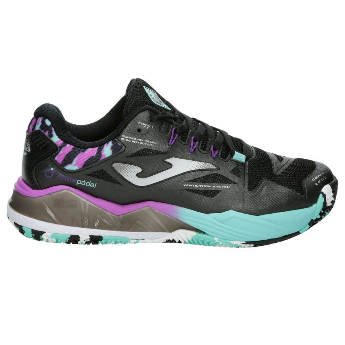 Zapatilla Joma Spin Lady 2401 Black Turquoise Pink1