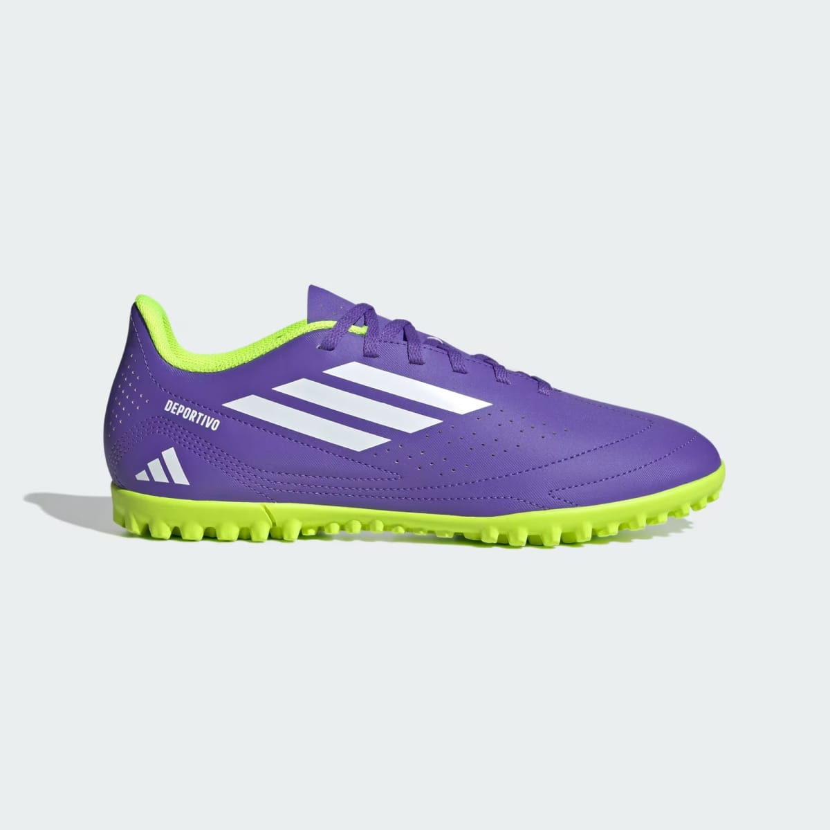 Zapato de Fútbol Adidas Deportivo lll Purple Rush / Cloud White / Lucid Lemon2