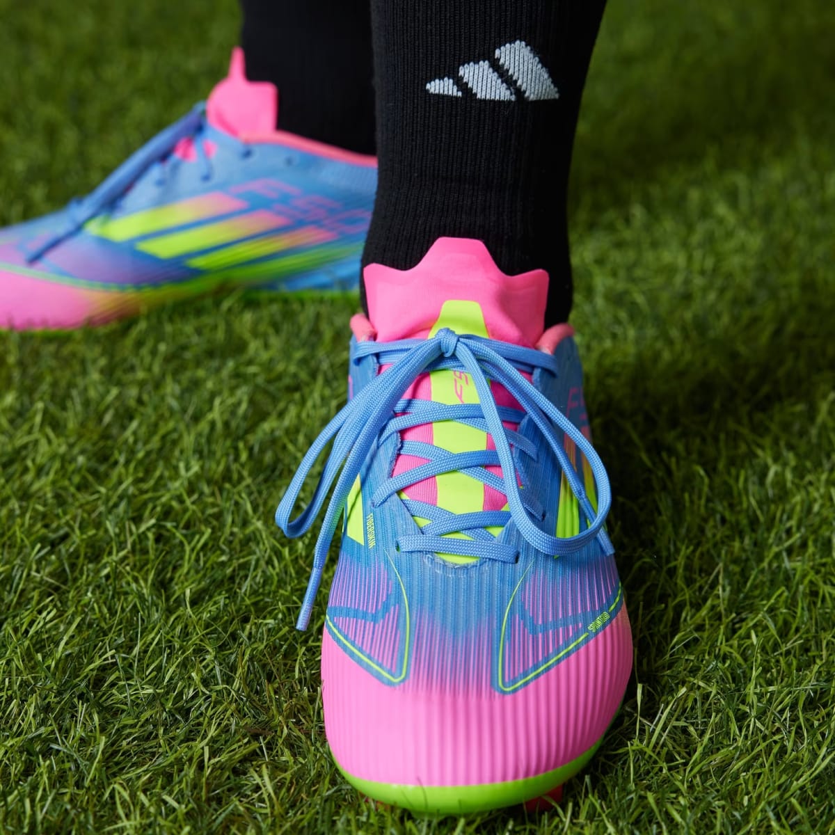 Zapato de fútbol Adidas F50 League Terreno Firme/Multiterreno Blue Fusion / Lucid Lemon / Lucid Pink6
