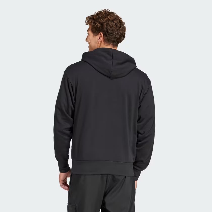 Polerón con capucha essentials 3 tiras felpa francesa Black/White3