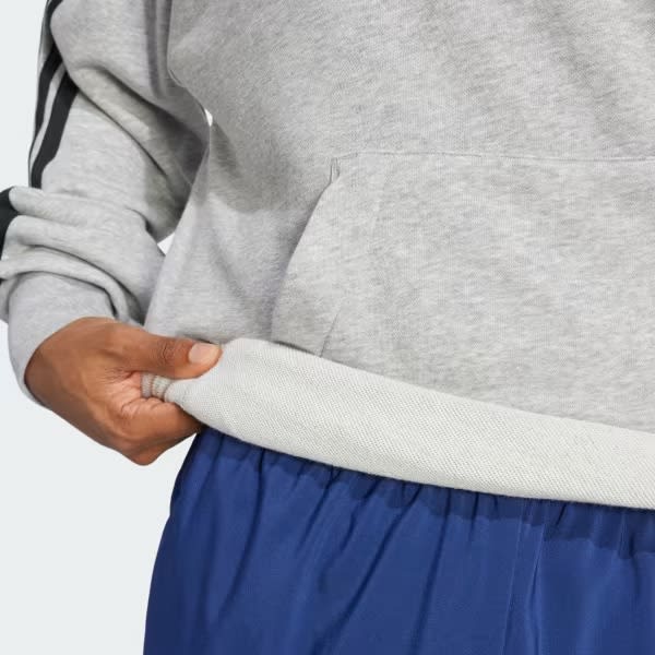 Polerón con Capucha Essentials 3 Tiras Felpa Francesa Grey/Black1