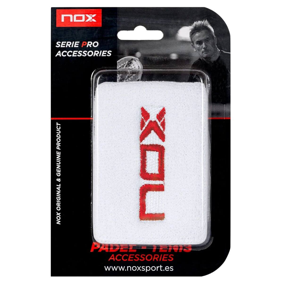 Muñequera Nox Blanca Logo Rojo X21