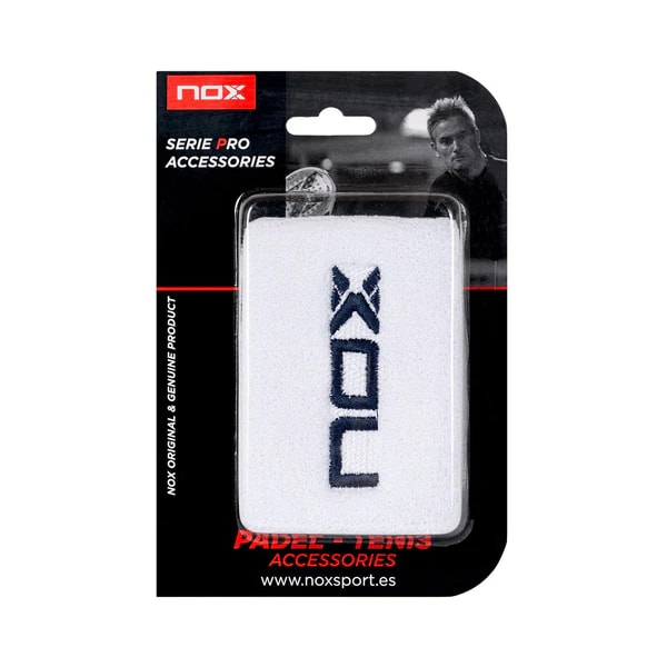 Muñequera Nox Blanca Logo Azul Marino X21