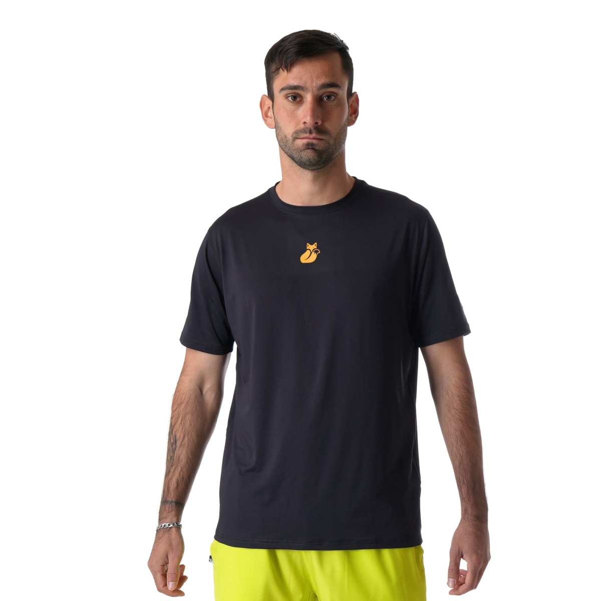 Polera M/C Poly Tilki Temel Black/Orange M24W3