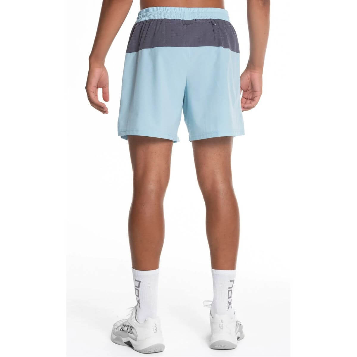 Short Nox Pro Azul Cielo Logo Plomo4