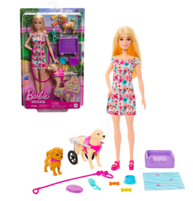 BARBIE SET DE JUEGO PASEO DE PERRITO CON SILLA DE RUEDAS1