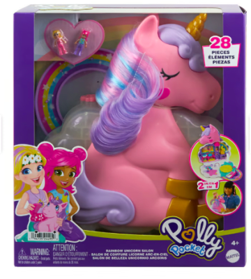 POLLY POCKET SET DE JUEGO UNICORNIO CON SALÓN ARCOÍRIS1