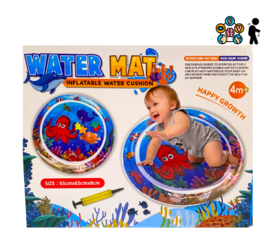 Alfombra Sensorial Acuática Azul para Bebés 4 Meses+1