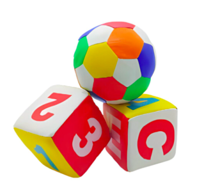 Pelota y Dados de Esponja Sensoriales (3 pcs)1