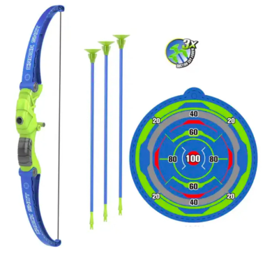 Tiro al Arco de Juguete Incluye Arco y Flechas Azul y Verde