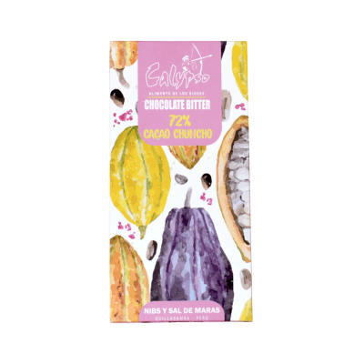 CALYPSO CHOCOLATE BITTER 72% CACAO CON NIBS DE CACAO Y SAL DE MARAS1