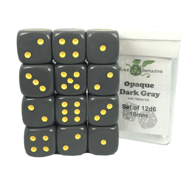 Set 12d6 Opaque Dark Gray w/ Yellow