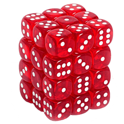 Set 12d6 Translucent Red w/ White