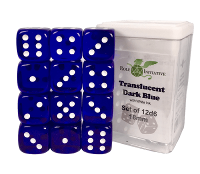 Set 12d6 Translucent Dark Blue w/ White