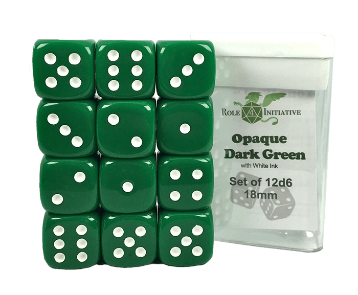 Set 12d6 Opaque Dark Green w/ White1