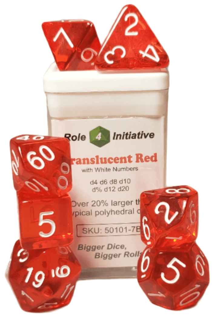 Set 7 dice w/ Arch'd4: Translucent Red w/ White1