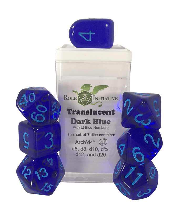 Set 7 dice w/ Arch'd4: Translucent Dark Blue w/ Azul1