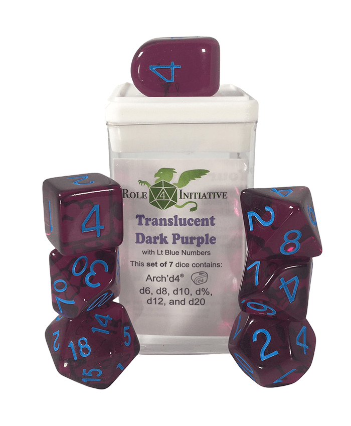 Set 7 dice w/ Arch'd4: Translucent Dark Purple w/ Lt Blue1