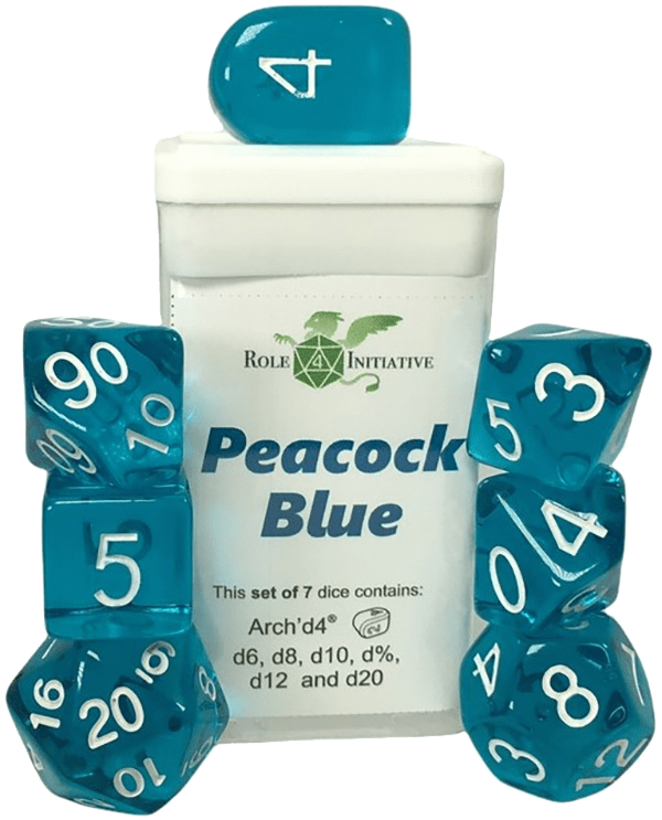 Set 7 dice w/ Arch'd4: Translucent Peacock Blue1