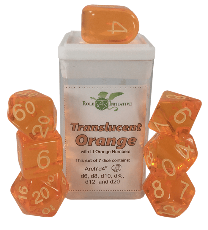 Set 7 dice w/ Arch'd4: Translucent Orange w/ Lt Orange1