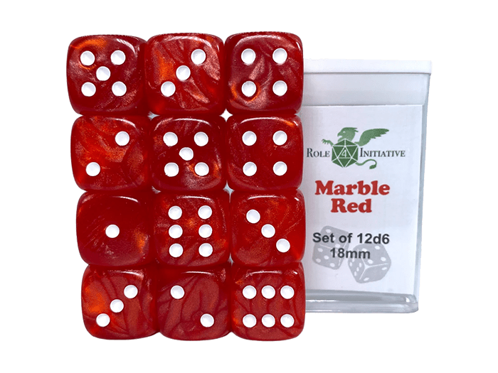 Set 12d6 Marble Red w/ White1
