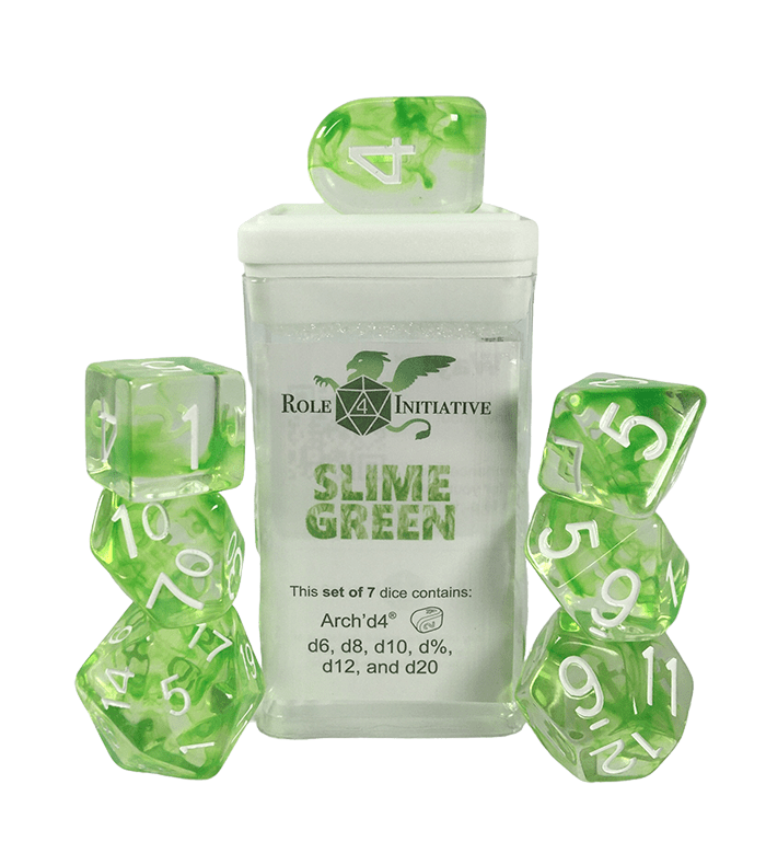 Set 7 dice w/ Arch'd4: Diffusion Slime Green1