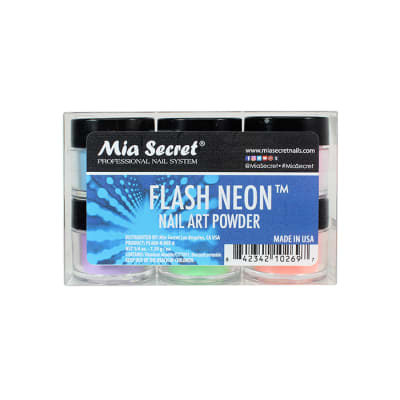COLECCIÓN FLASH NEON NAIL ART POWDER X6