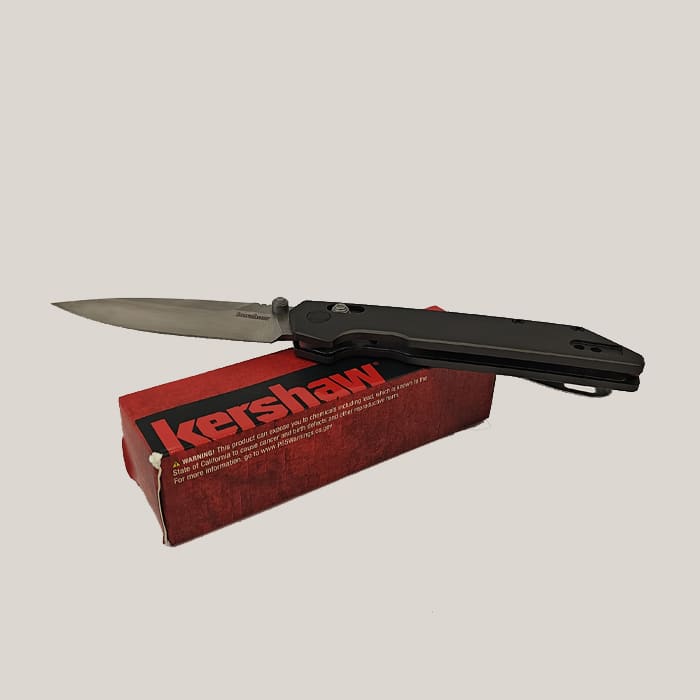 Kershaw Iridium Folding Knife 3.4'' Drop Point D2 Tool Steel Stonewashed Blade 6061 T6 Aircraft Gra3