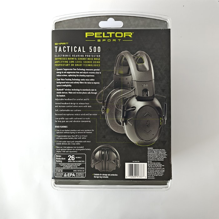 Peltor Sport Tactical 500 Electronic Earmuffs with Bluetooth (NRR 26dB) Black1
