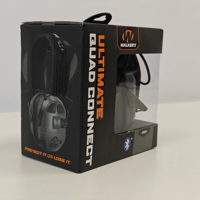 Walker's Ultimate Quad Connect Electronic Earmuffs with Bluetooth (NRR 27dB) Gray1